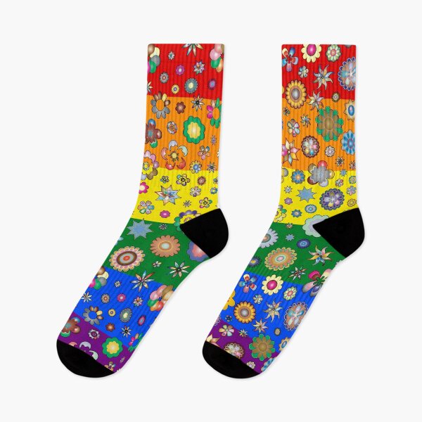 Artikelvorschau, Rainbow Flag Heart Flowers Socially Bubbly entworfen und verkauft von DavidLeeDesigns.