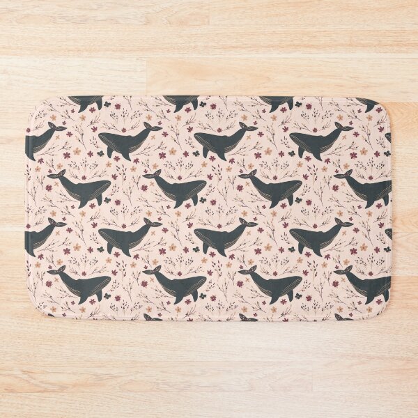 Item preview, whale and flowers on beige designed and sold by eves_aquadreams.