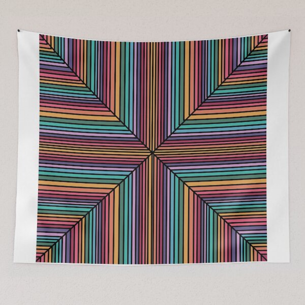 Item preview, Retro Vintage Boho Rainbow Colorful Stripes designed and sold by Timeforplay.