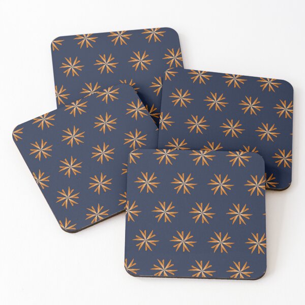 Item preview, Whimsical Orange and Ivory Stars on Navy designed and sold by cozycaroline.