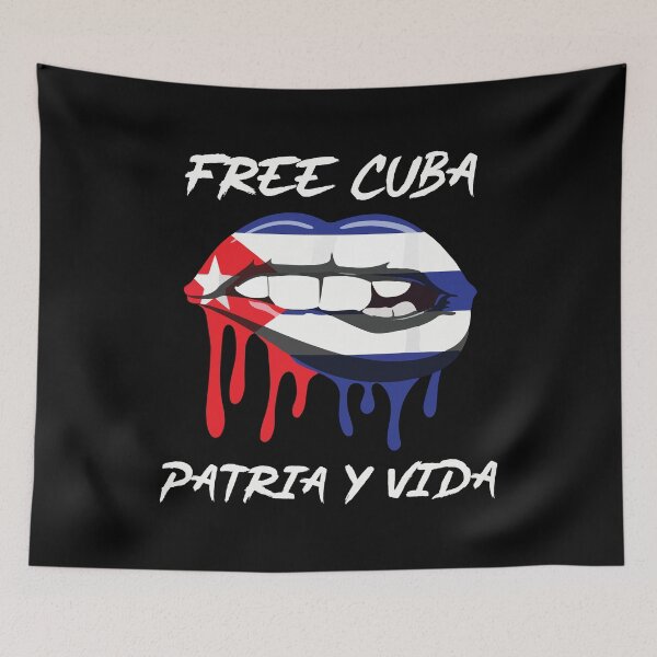 Item preview, Free Cuba Patria Y Vida SOS Cuba With Lips Cuban Flag designed and sold by designbychow.
