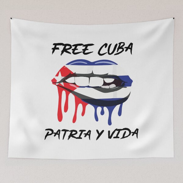 Item preview, Free Cuba Patria Y Vida SOS Cuba With Lips Cuban Flag designed and sold by designbychow.
