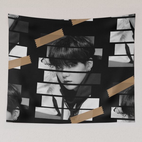Item preview, Min Yoongi BTS Suga Korean Kpop Monochrome Stripe Design designed and sold by Piosenka Art.