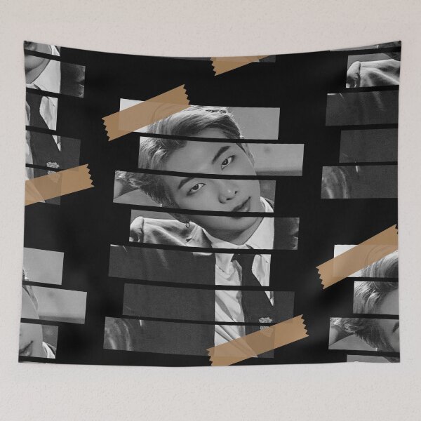 Item preview, Kim Namjoon BTS RM Korean Kpop Monochrome Stripe Design designed and sold by Piosenka Art.