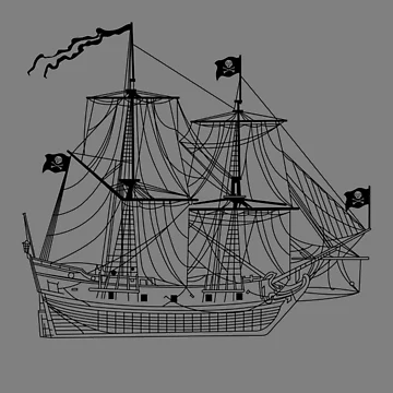 Vorschaubild zum Design Pirate Ship Diagram Blueprint Crossbones Sailing Pirate Gear von DynamicDesign