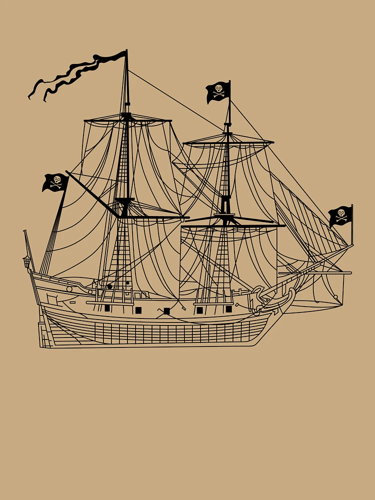Thumbnail 6 von 6, Premium Oversized Pullover, Pirate Ship Diagram Blueprint Crossbones Sailing Pirate Gear designt und verkauft von DynamicDesign.