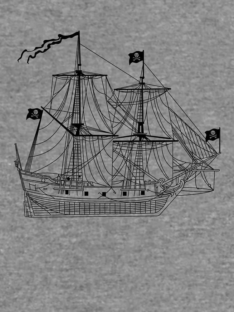 Thumbnail 6 von 6, Leichter Pullover, Pirate Ship Diagram Blueprint Crossbones Sailing Pirate Gear designt und verkauft von DynamicDesign.