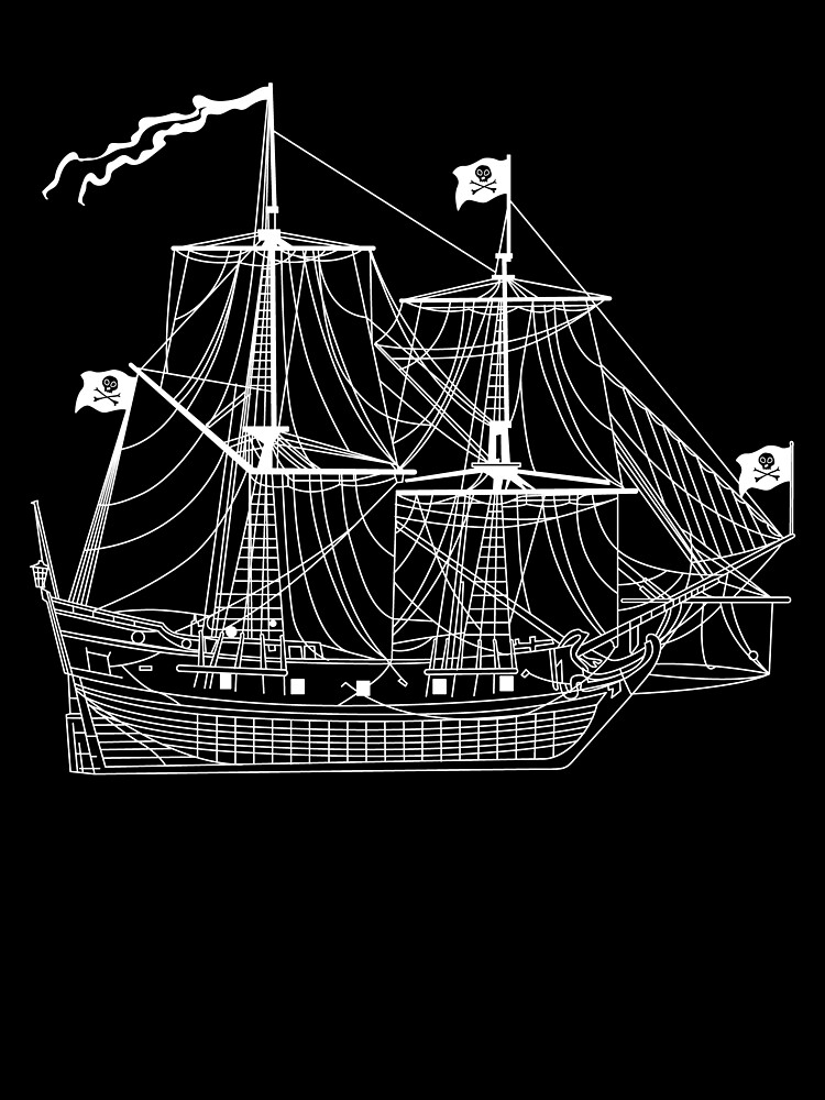 Thumbnail 3 von 3, Tuch, Pirate Ship Diagram Blueprint Crossbones Sailing Pirate Gear designt und verkauft von DynamicDesign.