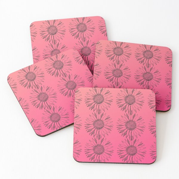 Item preview, Sunflower etching on pink background designed and sold by GasconyPassion.