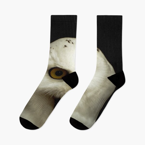 Item preview, Snowy owl - Bubo scandiacus on a black background designed and sold by Michaelerch.