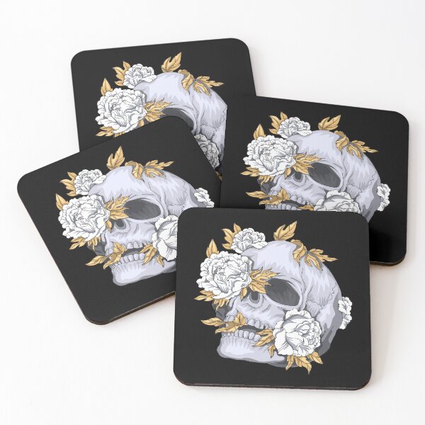 Item preview, Leaning Skull with Flowers designed and sold by AwesomeProject.