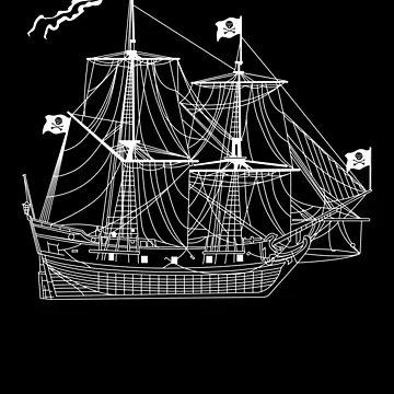 Aperçu de l'œuvre Pirate Ship Diagram Blueprint Crossbones Sailing Pirate Gear de DynamicDesign
