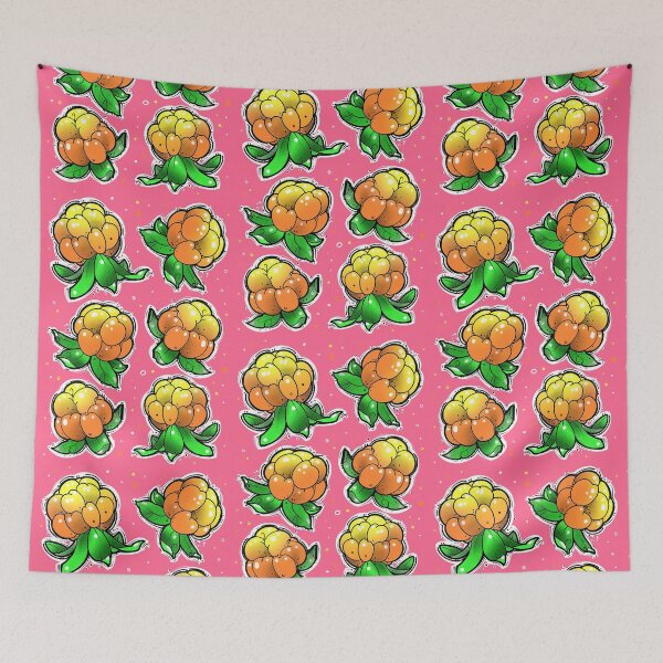 Item preview, Cloudberries pattern on pink background  designed and sold by weilertsen.