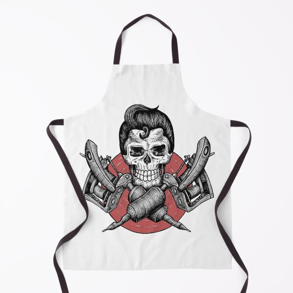 Item preview, skull with tattoo machine designed and sold by Goba Bali Studio.