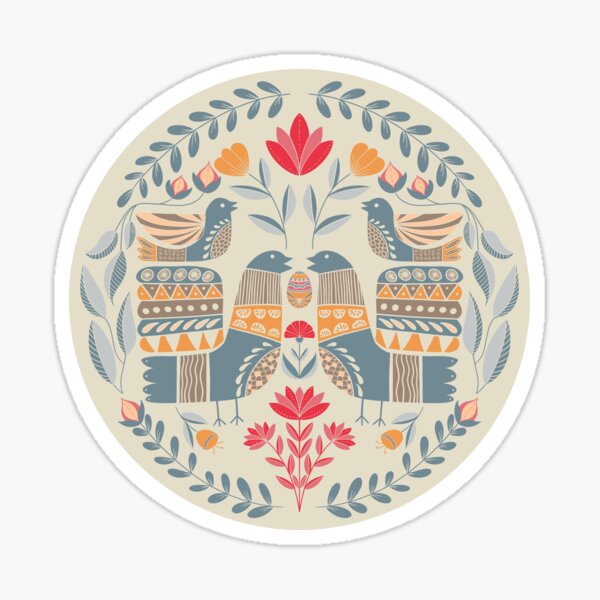 Folk Birds Sticker
