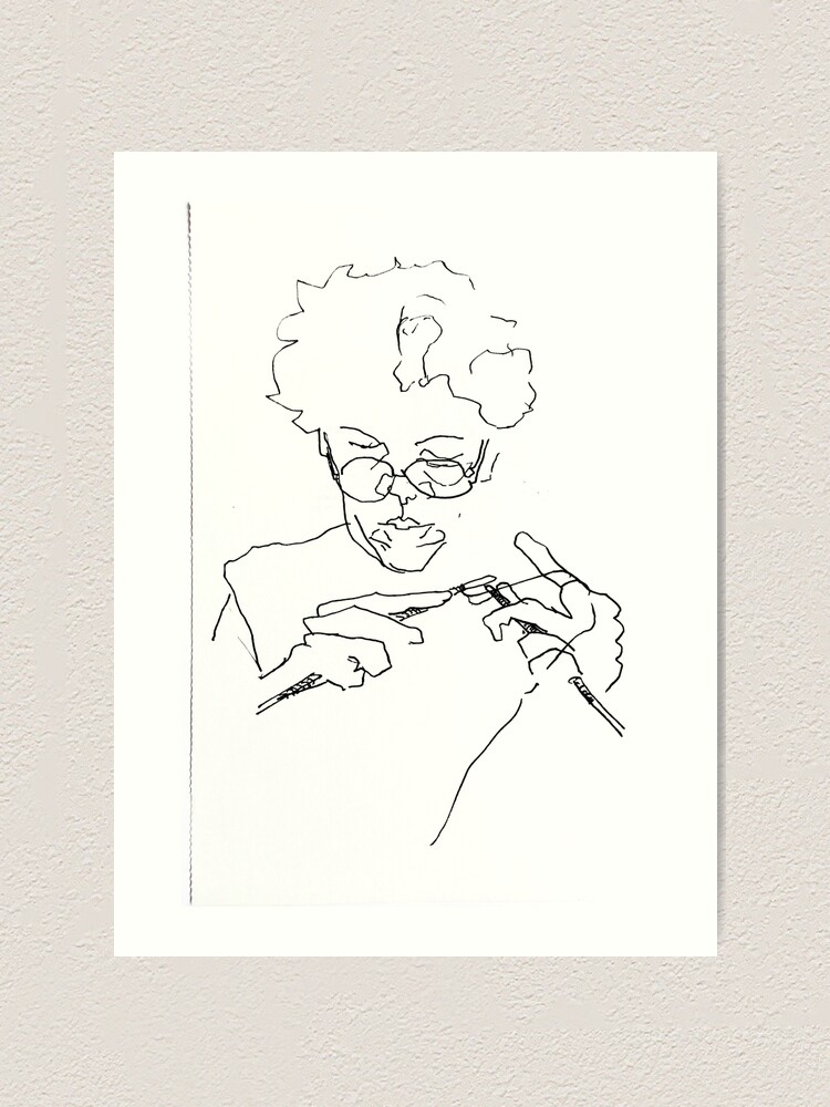 Alternate view of Knitting with concentration Art Print