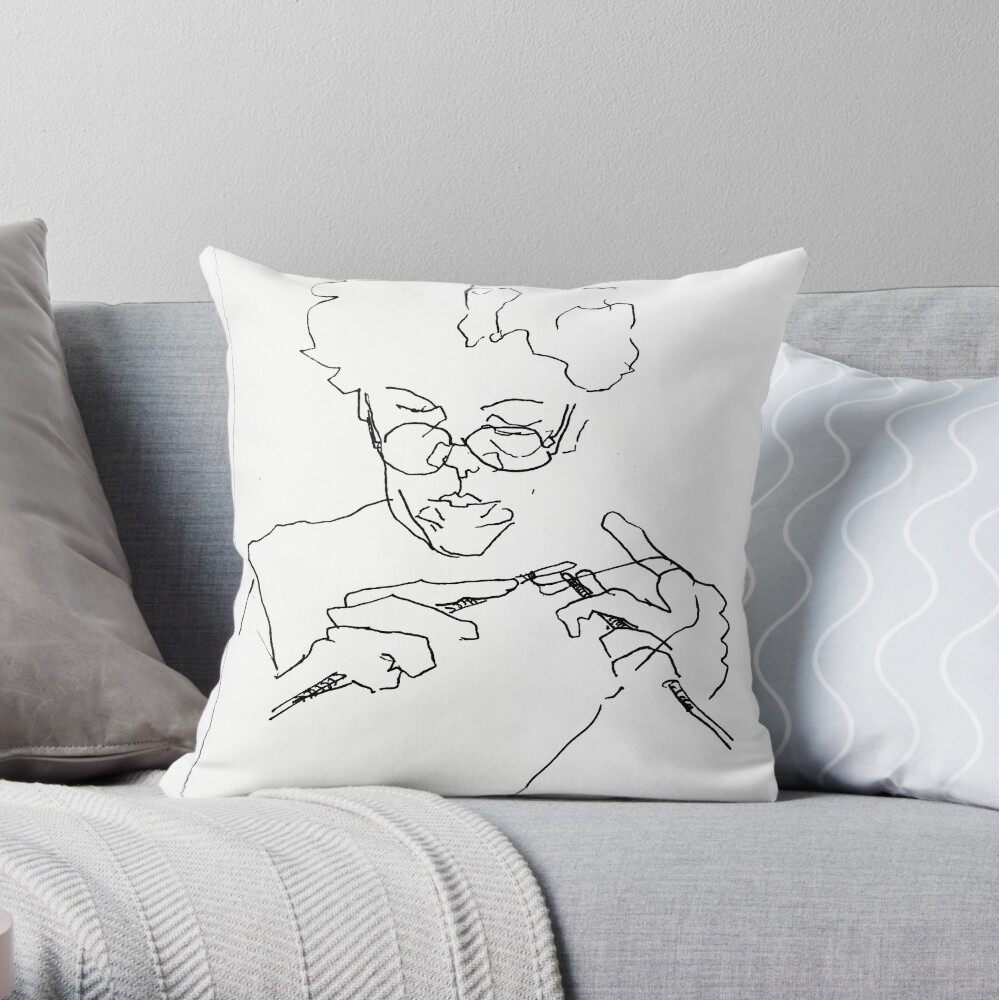 Knitting with concentration Throw Pillow