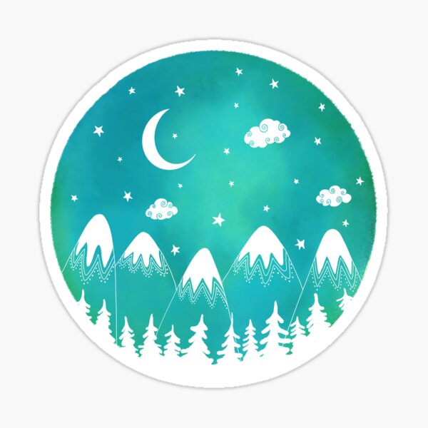 Moonlit Mountains Sticker
