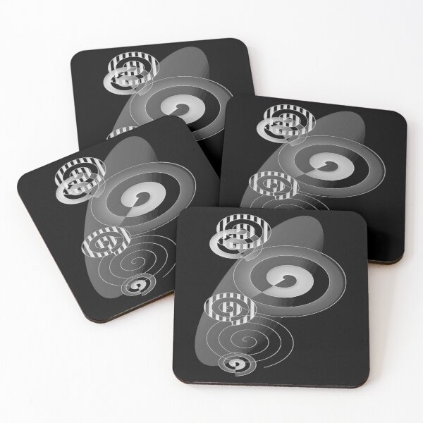 Item preview, abstract black and white shell pattern designed and sold by CottagePop.
