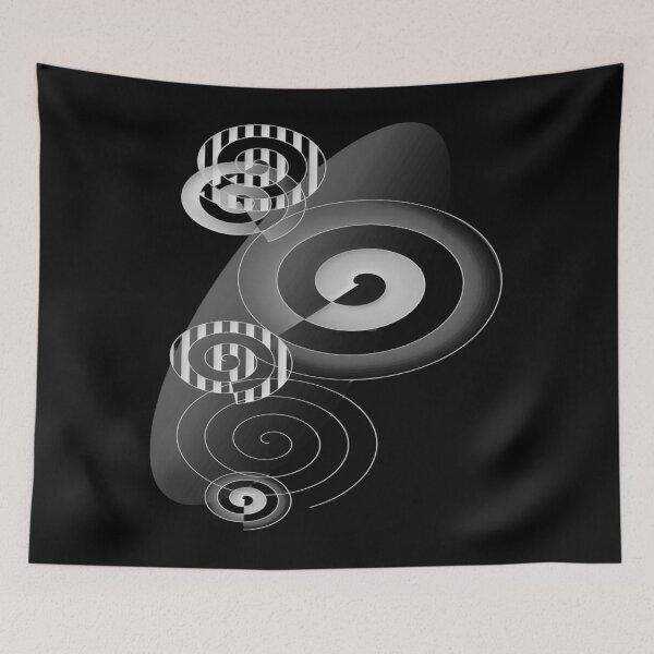 Item preview, abstract black and white shell pattern designed and sold by CottagePop.