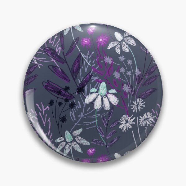 Item preview, Wildflowers. Floral pattern, lilac twigs and flowers, chamomile on a dark gray background, drawing. designed and sold by UVI-CA.