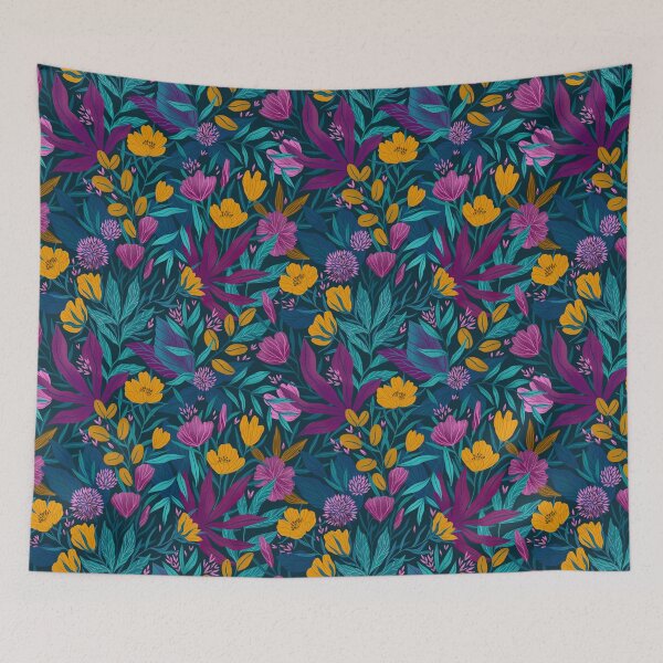 Item preview, Moody flowers pattern design designed and sold by Alenka Karabanova.