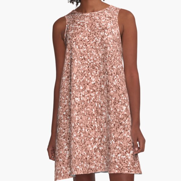 Rose Gold Printed Glitter Summer A-Line Dress