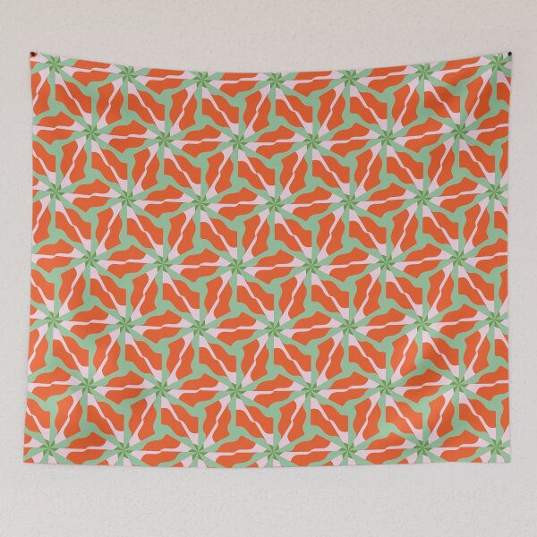 Artikelvorschau, Super Bright and Colorful Geometric Seamless Pattern in Green, White, Orange, and Pink entworfen und verkauft von cozycaroline.