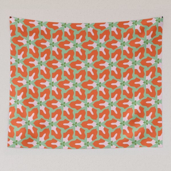 Artikelvorschau, Super Bright and Colorful Geometric Seamless Pattern in Green, White, Orange, and Pink entworfen und verkauft von cozycaroline.