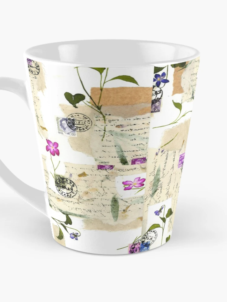 Thumbnail 3 of 4, Coffee Mug, Scripted Purple and Blue Flowers and Scripted Notes Pattern designed and sold by Shadowlight21.