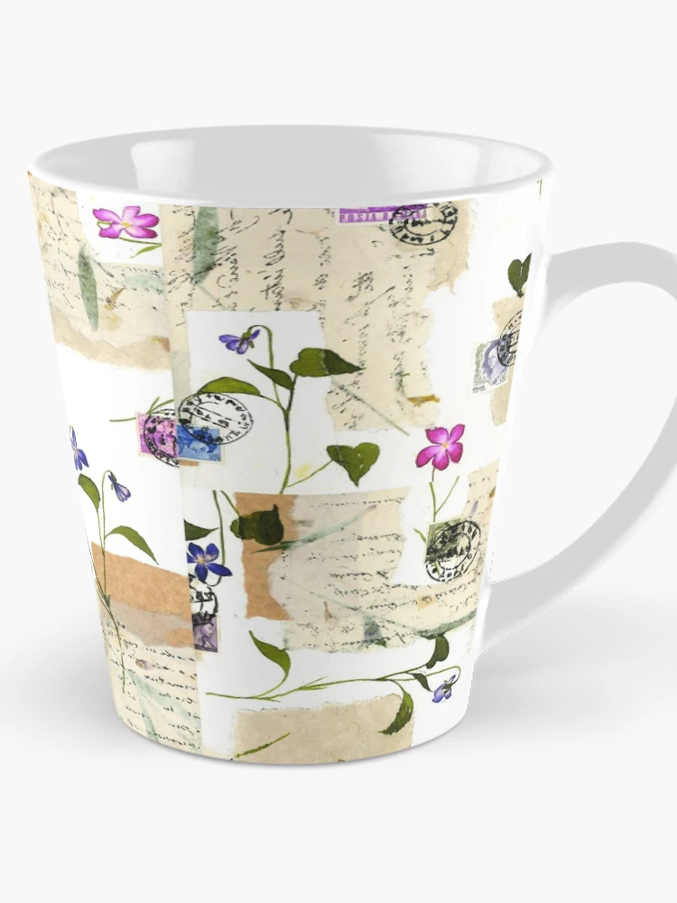 Thumbnail 1 of 4, Coffee Mug, Scripted Purple and Blue Flowers and Scripted Notes Pattern designed and sold by Shadowlight21.