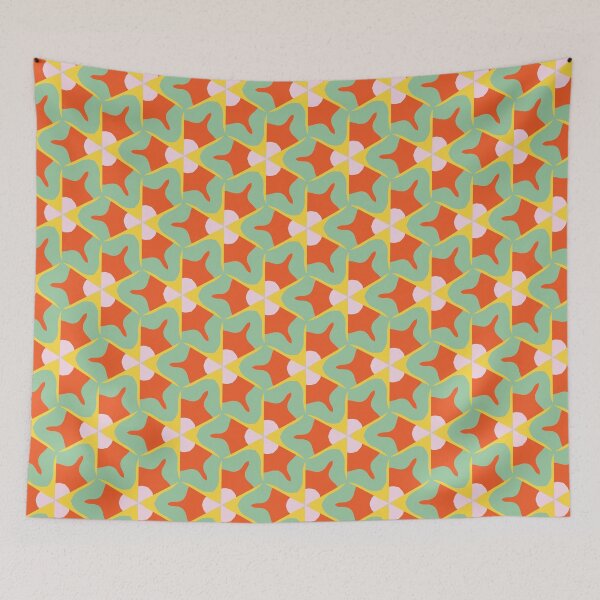 Artikelvorschau, Super Bright and Colorful Geometric Seamless Pattern in Green, White, Orange, and Pink entworfen und verkauft von cozycaroline.
