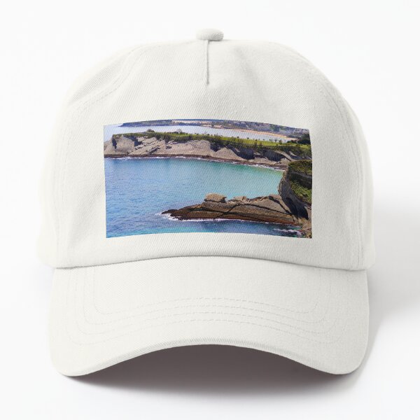 Sea, rocks, beach and mountains in Santander Dad Hat