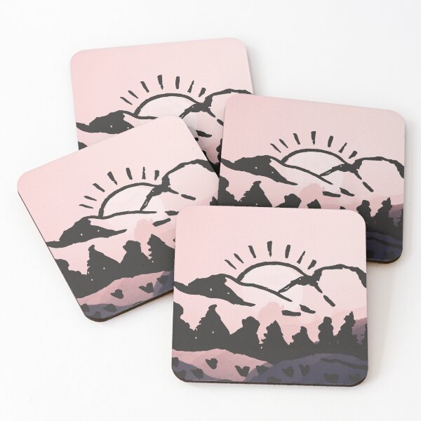 Item preview, Sketch sunrise behind mountains designed and sold by avocadissimo.