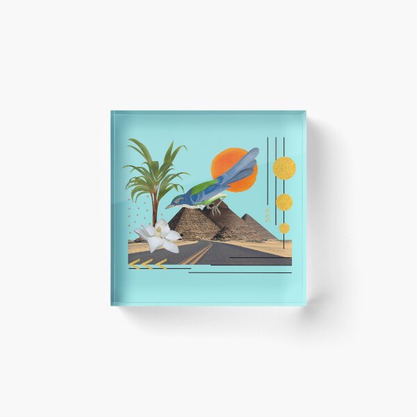 Item preview, Pyramids Bird Collage II Blue designed and sold by thayartstudio.