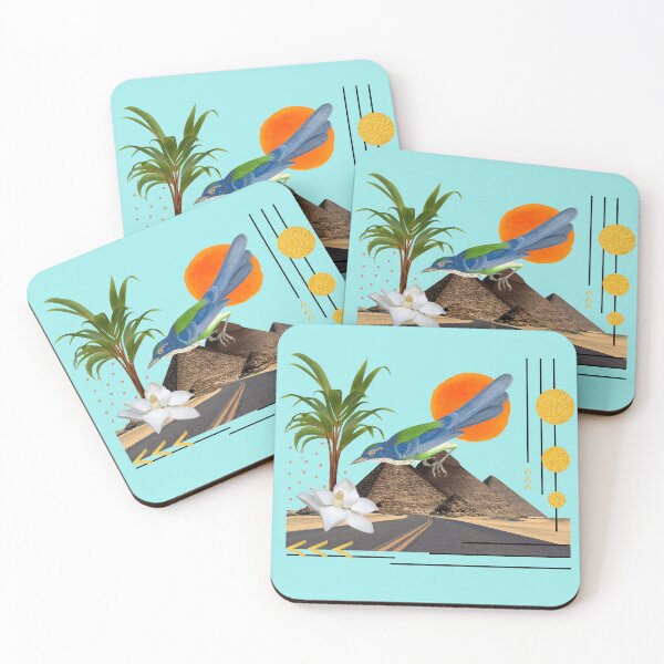 Item preview, Pyramids Bird Collage II Blue designed and sold by thayartstudio.