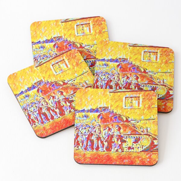 Item preview, US American Soldiers in World War 2 with their tank done in impressionist style.  designed and sold by CristalleLisa.