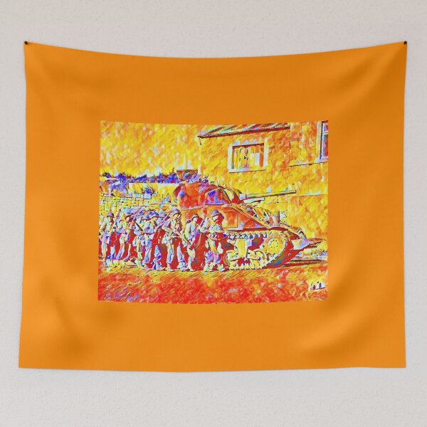 Item preview, US American Soldiers in World War 2 with their tank done in impressionist style.  designed and sold by CristalleLisa.