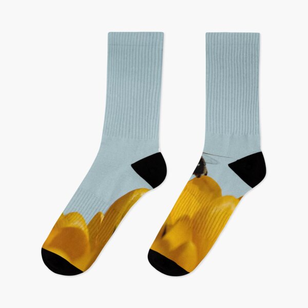 Item preview, Yellow crocus with honey bee and bright blue background designed and sold by Michaelerch.
