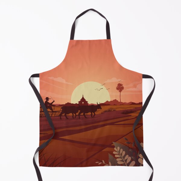 Item preview, asian farmers working rice field illustration art print designed and sold by JustMindBlowing.