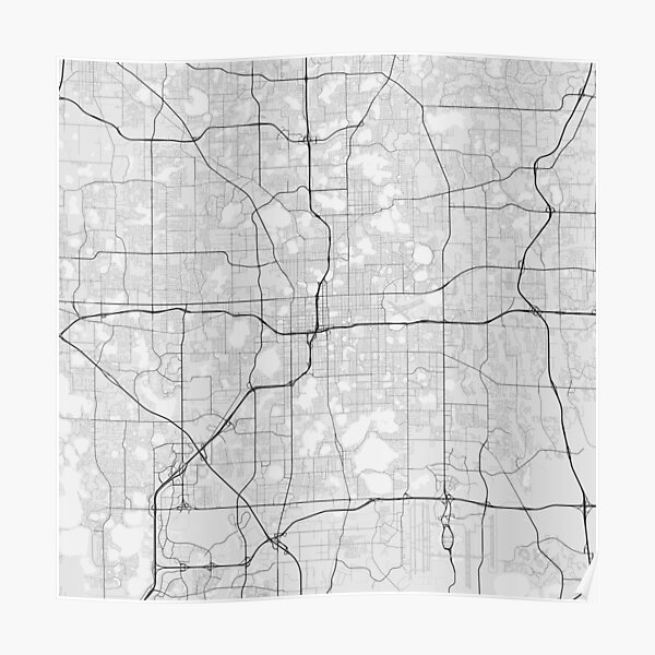 Orlando Usa Map Black On White Poster For Sale By Graphical Maps Redbubble 1532