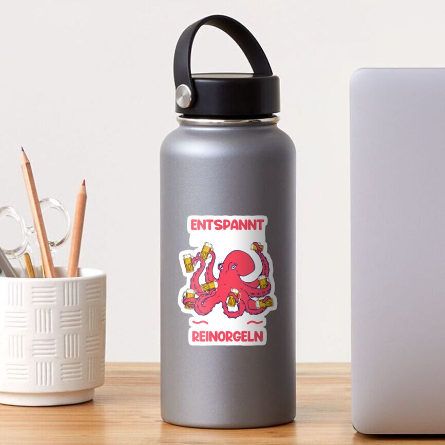 Relaxed eight-armed clean organs drinking beer alcohol party Sticker