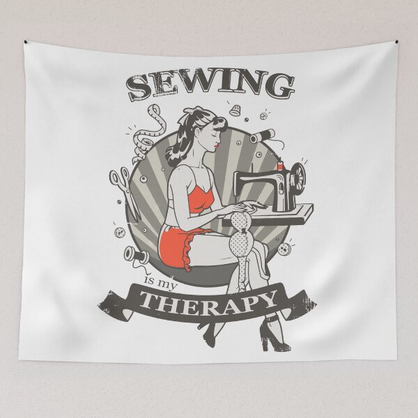 Item preview, Sewing is my therapy | Seamstress pinup girl | Vintage designed and sold by AnnaRuz.