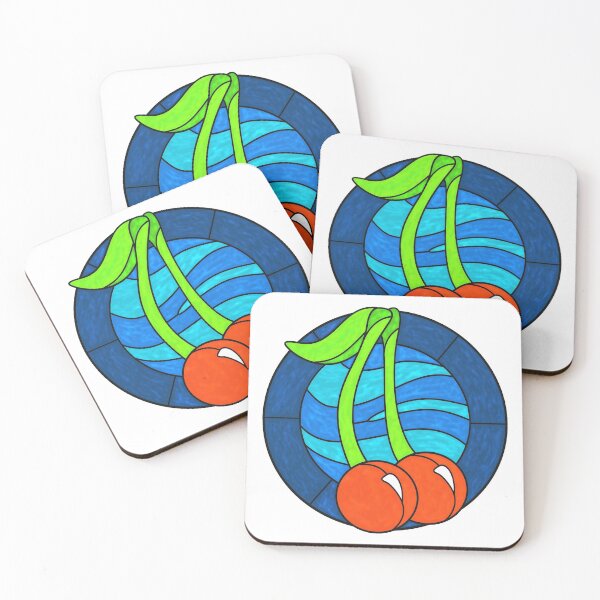 Item preview, Vibrant Double Cherry Stained Glass Design designed and sold by BrushWorkGlass.
