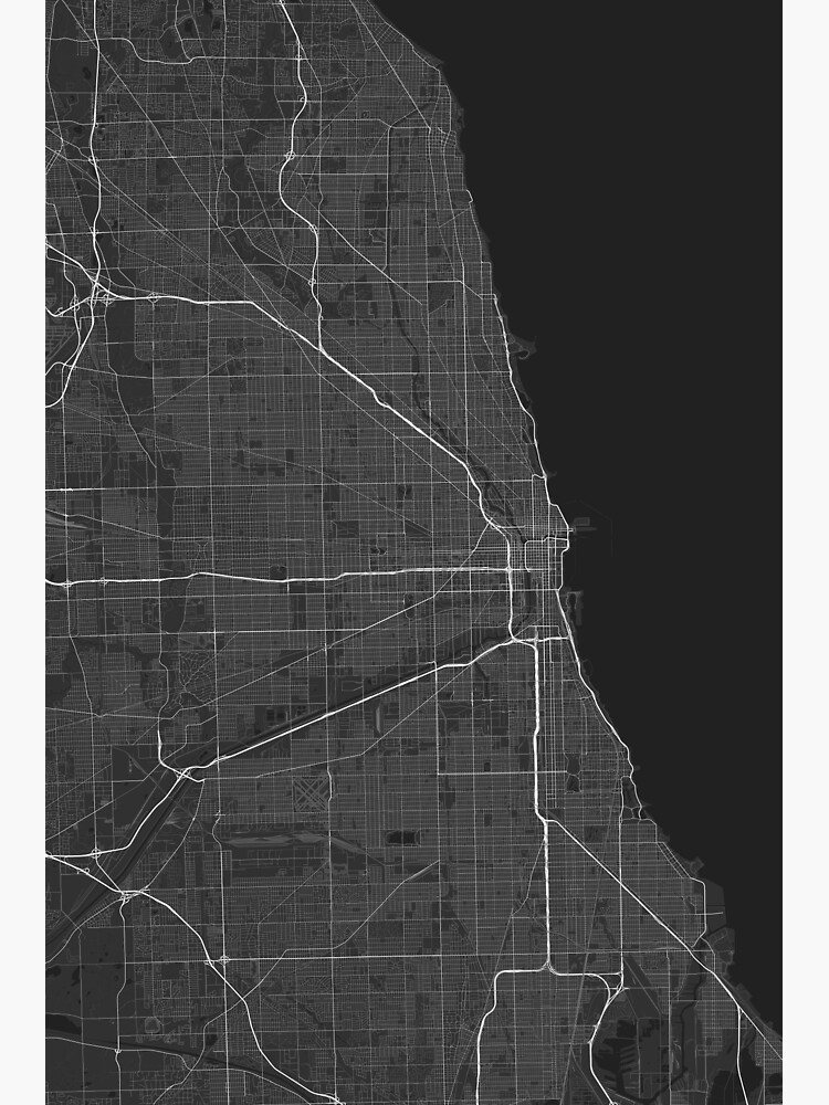 Póster «Mapa de Chicago, EE. UU. (Blanco sobre negro)» de GraphicalMaps Redbubble