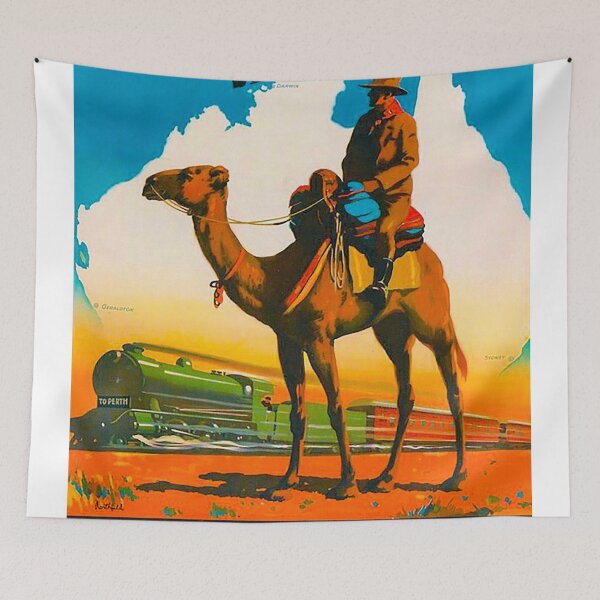 Item preview, Vintage Australian Railway Poster, Australia, Camel, Dessert, Trans-Australian Railway, Travel Poster, Train, Continent, Aussie,  designed and sold by Nostrathomas66.