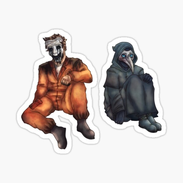 scp 049 and scp 035 holding roses corrupt version Sticker for