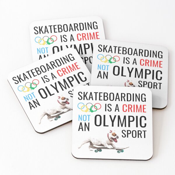Item preview, Skateboarding Is A Crime | Dog Skateboarding | Trendy | White designed and sold by NoirOwned.