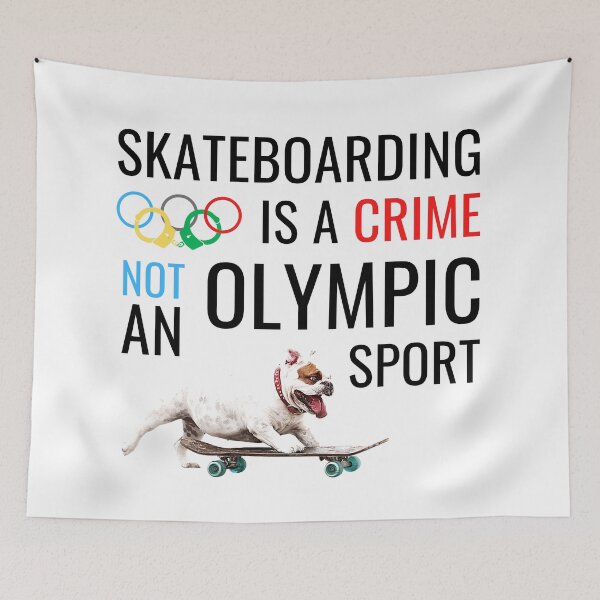 Item preview, Skateboarding Is A Crime | Dog Skateboarding | Trendy | White designed and sold by NoirOwned.