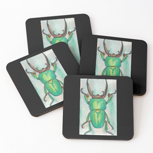 Item preview, Watercolor Jade beetle  designed and sold by silvrfrog.